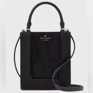Kate Spade Lena Mini Tote Black Leather & Suede Bag Purse NWT